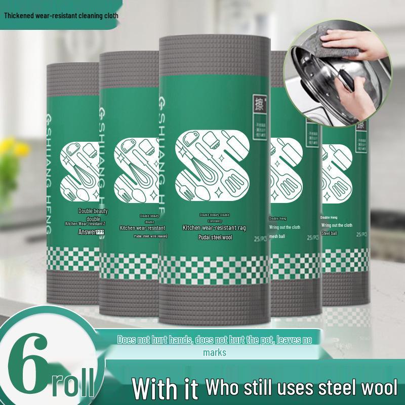 Wear-Resistant Dishcloths: Thick Absorbent, Non-Stick, Oil-Replacing Steel Wool Pads for Disposable Cleaning