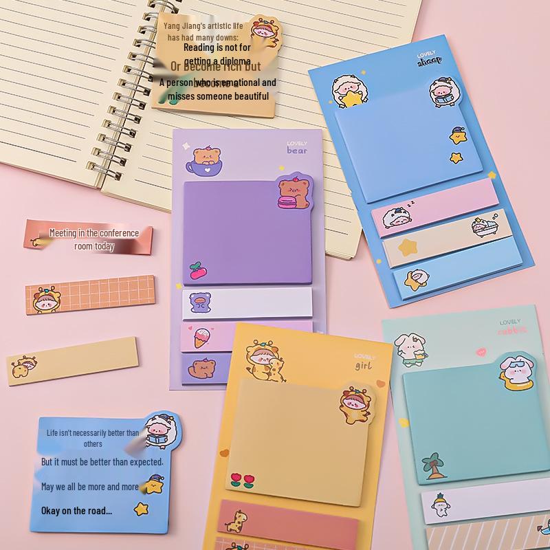 Cartoon Heart Sticky Notes for Students & Office - Girly Design, Index & Classification Stickers