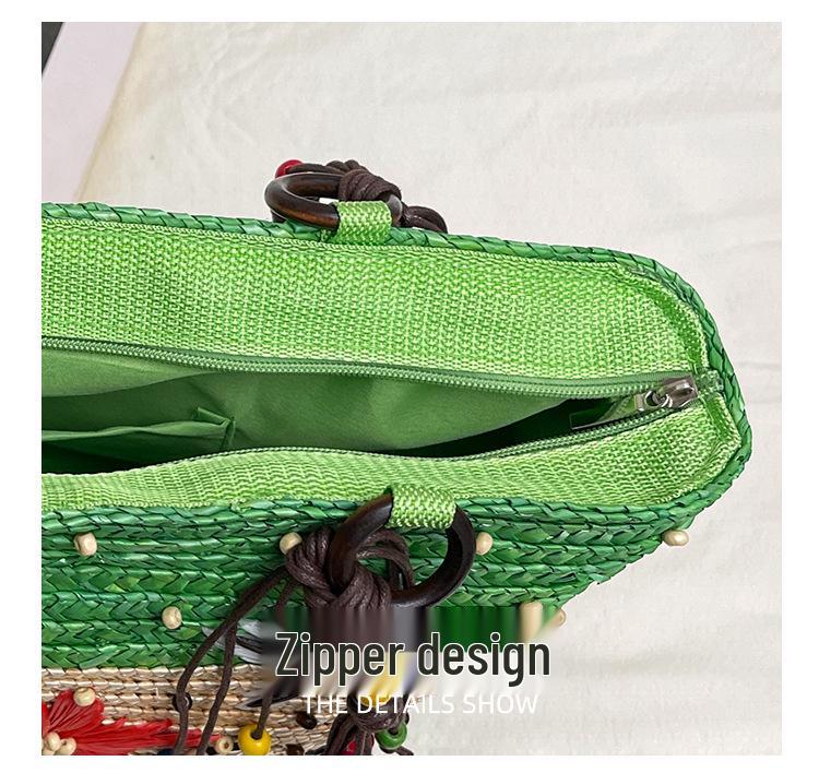 Women's Large Capacity Summer Woven Straw Beach Bag with Starfish Decoration
