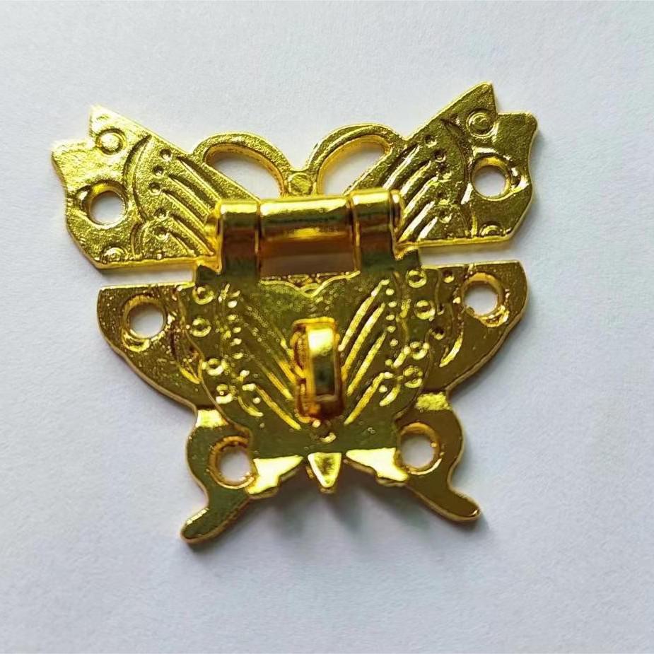 Set aus 4 antiken Bronze-Schmetterlingsriegeln: Kleiner Legierungsverschluss für Geschenk- und Holzkisten