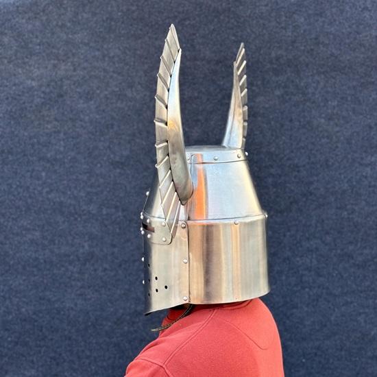 Medieval Horned Teutonic Knight Reenactment Great Helmet Medieval LARP, Cosplay, Costume , Display Best Gift for Love