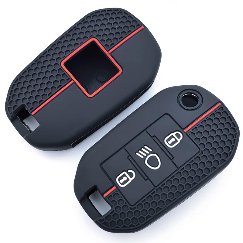 3 Buttons Silicone Car Flip Key Case Cover Shell for Peugeot 208 308 408 508 2008 3008 4008 5008 for Citroen C3 C4 CACTUS C6 C8
