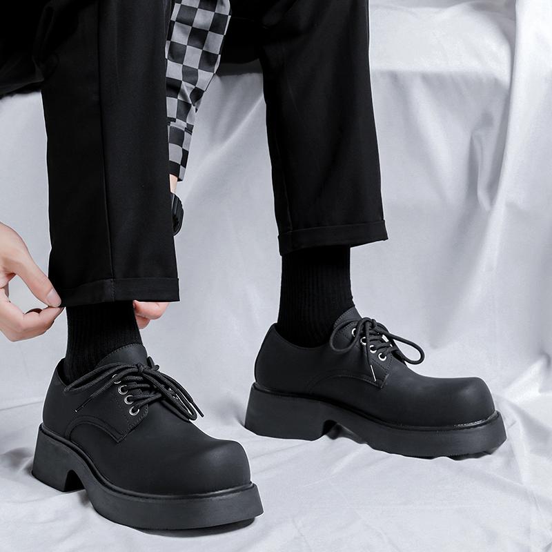 Fashion 2024 Japan Korean Streetwear Fashion Casual Square Toe Boots Shoes Male Black Punk Gothic Outdoor Leather Motorcycle Boots Shoe