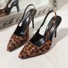 Summer New Pointed Leopard Print Sexy and Versatile Baotou High-heeled Sandals Women's Niche Temperament Heels