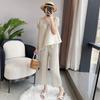 Wrinkle Casual Suit Women's Summer Irregular Top Loose Wide Leg Pants Two-piece Set