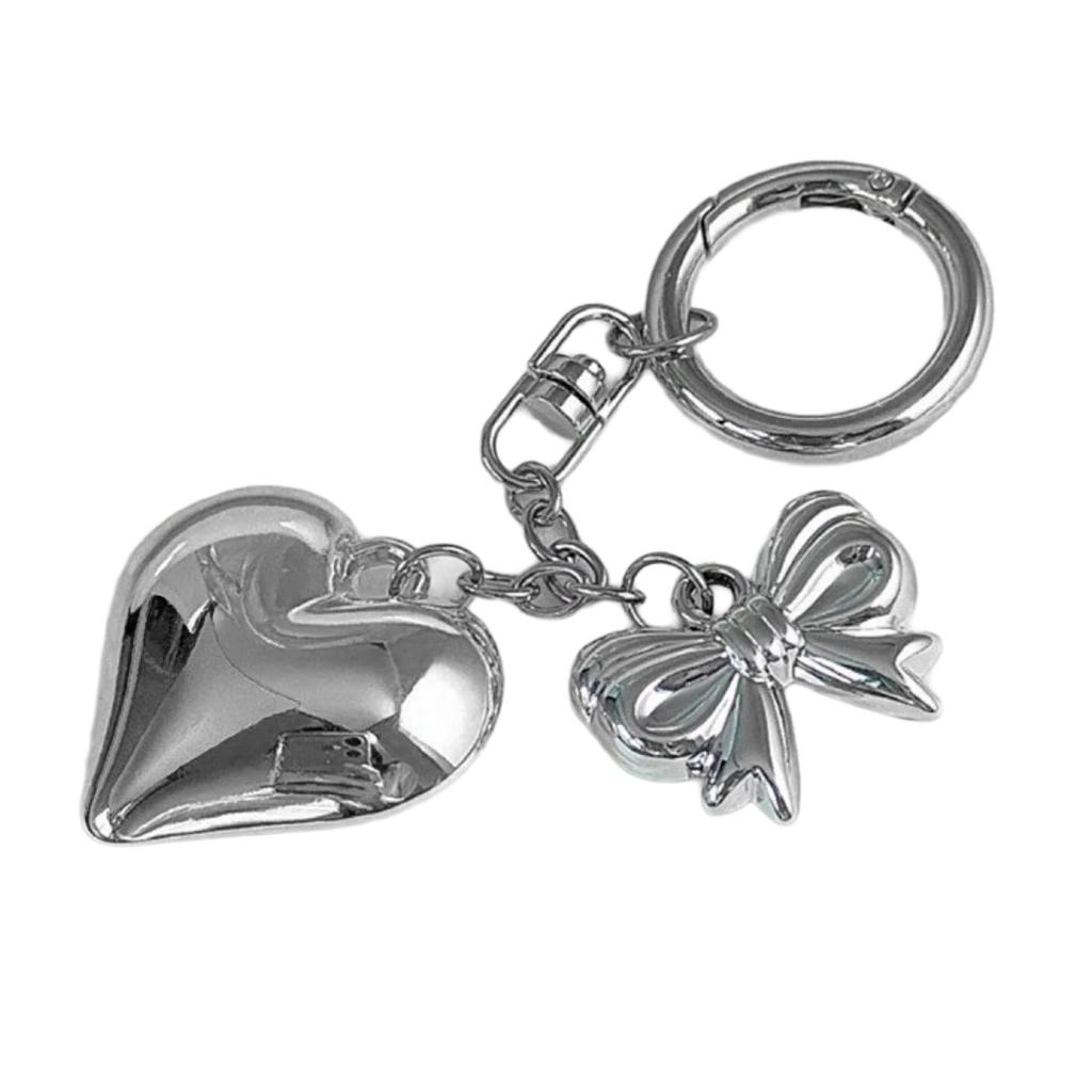Bowknot Heart Pendant Keychain Big Heart Keyring Hanging Decorations for Car Key Backpack Bag Purse Jewelry Accessory