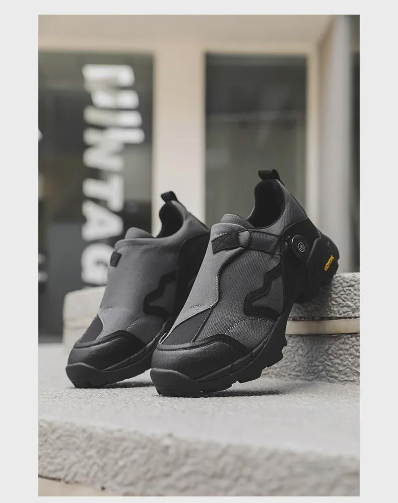 Men's Retro Thick-Soled Leather Hiking Shoes for Fall Camping