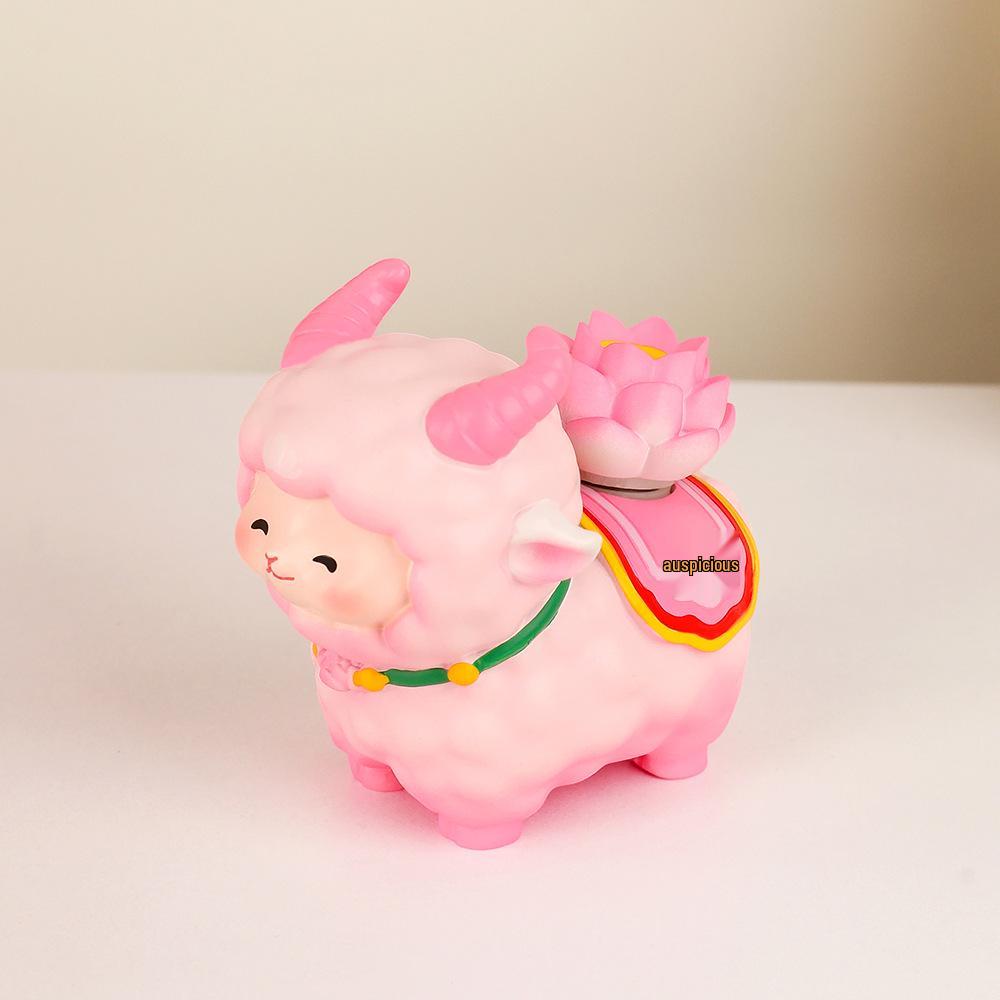 Little Sheep Wealth Spin-and-Win Resin Figurine: Year of the Sheep Zodiac Creative Desk Decoration