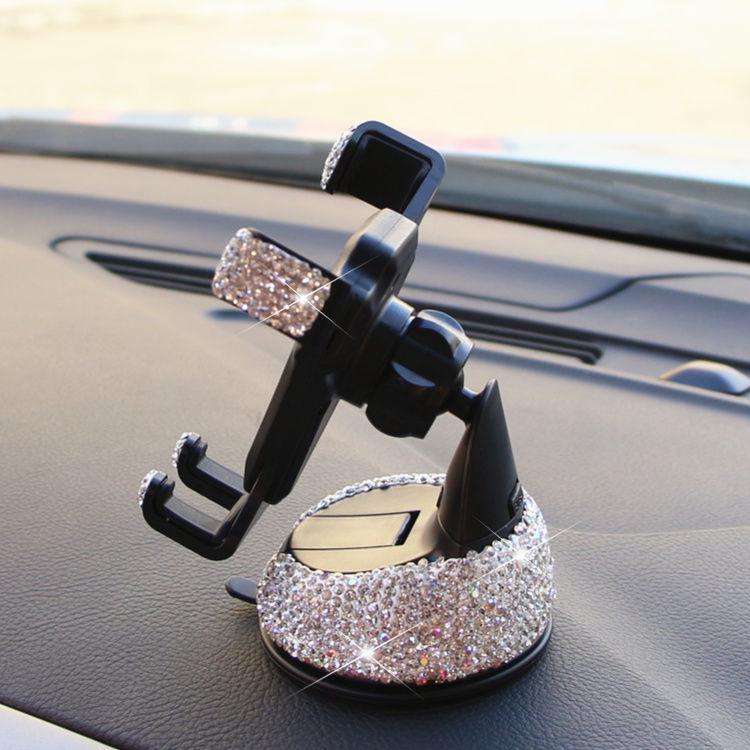 Gyémántberakásos univerzális autós szellőzőrácsos telefontartó tapadókoronggal