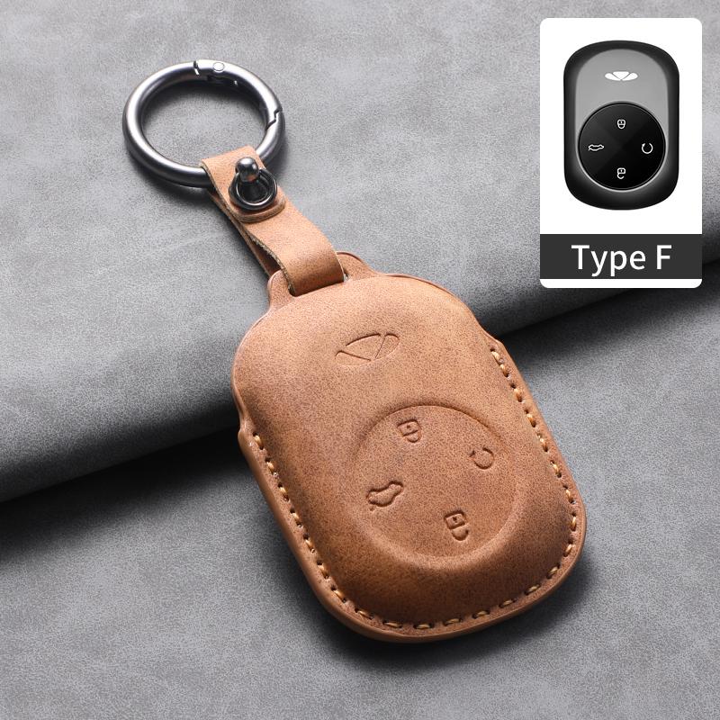 For Chery Fulwin T9 2025 Leather Car Key Bag Case Wallet Holder Key Cover Key Chains Car Accessories Key rope Keyring