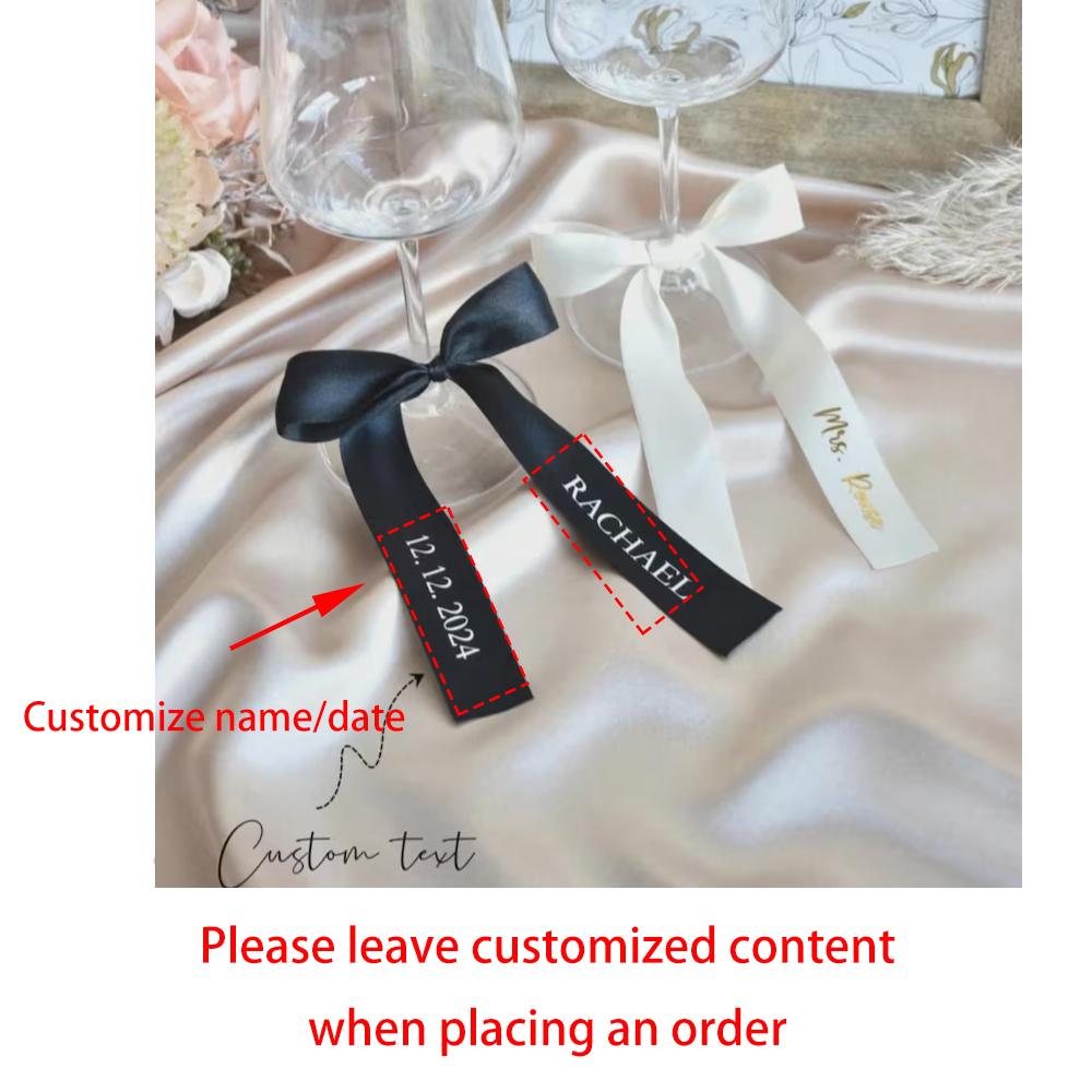 

Personalized 5Pcs Bow Ribbon Party Champagne Glass Ribbon Name Tags Placeholder Bachelorette Party Bridesmaid Bridal Shower Gift 5pcs 1.5x60cm