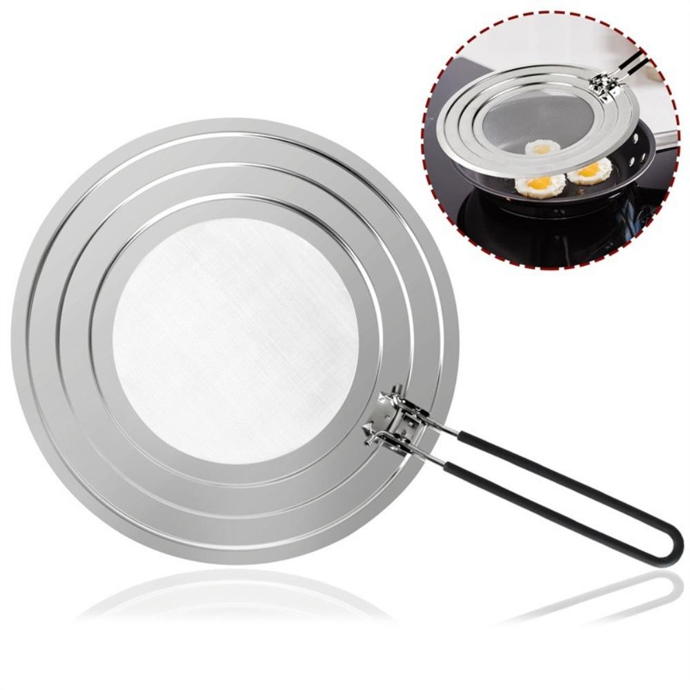 Stainless Steel Oil Shield Guard Foldable Handle Oil Proof Lid Oil Filter Net  Fried