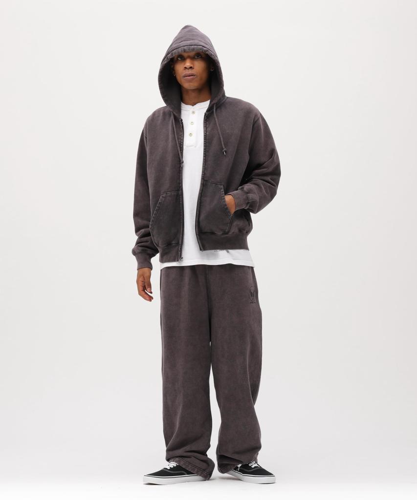 AVIREX Acid Wash Zip Up Hoodie Men's M 410 Charcoal 783-6131001
