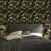 Stained Glass Flowers Wallpaper Bottle Green and Black 50x1000