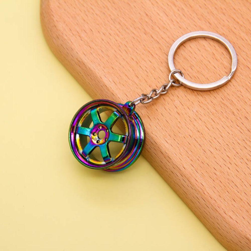 Zinc Zinc Alloy Tire Rim Key Holder Wheel Hub Car Wheel Keychain Creative   Bag Charms