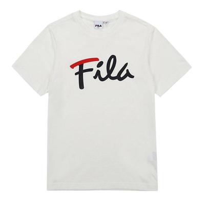 Logo Letter Print Round Neck Pullover Short Sleeve T-Shirt Men T-Shirts White FS2RSA2003X-OWH