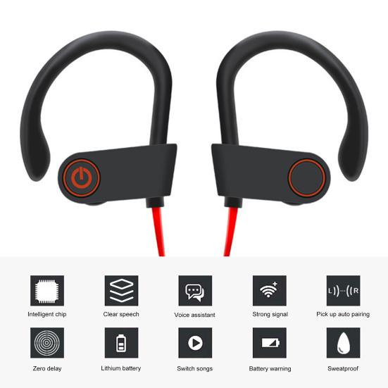 Wireless Sport Bluetooth-compactible IPX7 Waterproof Long 5.3 Earbuds Battery Over-Ear Stereo Bass Workout