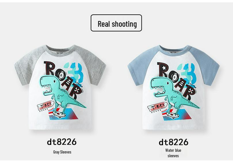Children's Summer Cartoon Cotton Knitwear - Boys' Short Sleeve Round Neck