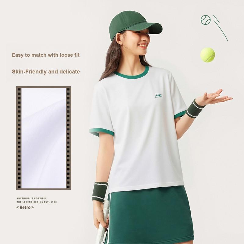 Li-Ning Fashionable Versatile Breathable Comfortable Short Sleeve T-Shirt Women tops White AHSW862-2