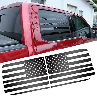 2x Schwarzer hinterer Seitenfensteraufkleber USA-Flagge Aufkleber Zierleiste für Ford F-150 F150 15-22
