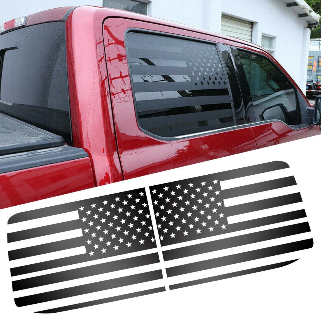 

2X Черная наклейка на заднее боковое окно с флагом США, отделка для Ford F-150 F150 15-22