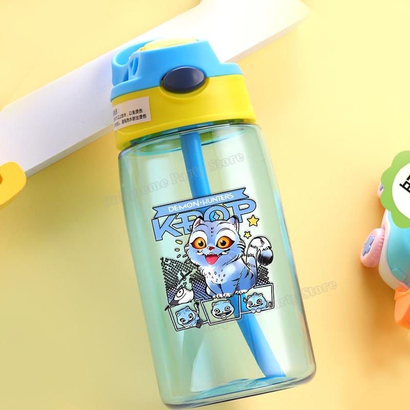 KPop Demon Hunters Kids Water Bottle Outdoors Sport Zoey Mira Rumi Girl Straw Cup Portable Plastics Drink Bottle Birthday Gift