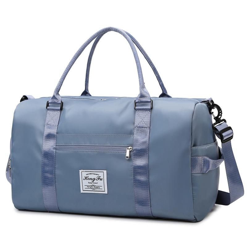 

Oxford Fabric Gym Bag Large Capacity Waterproof Wet Dry Separate Compartment, Lightweight Sports Yoga Duffel Bag синий