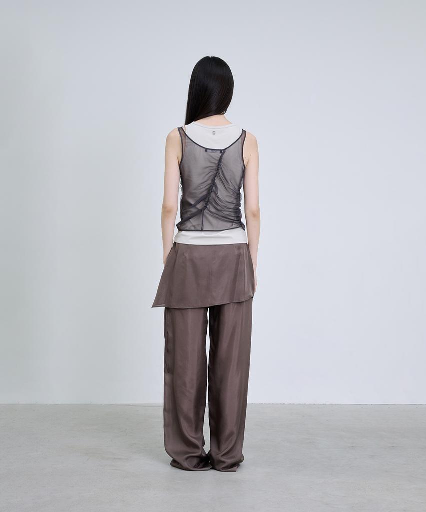 Deoaeteus Layered Sheer Sleeveless Set_Khaki