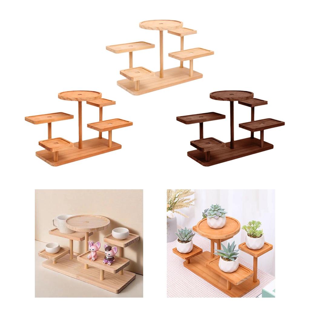 Display Riser Desktop Cabinet Organizer Wood Display Stand Shelf for Dolls