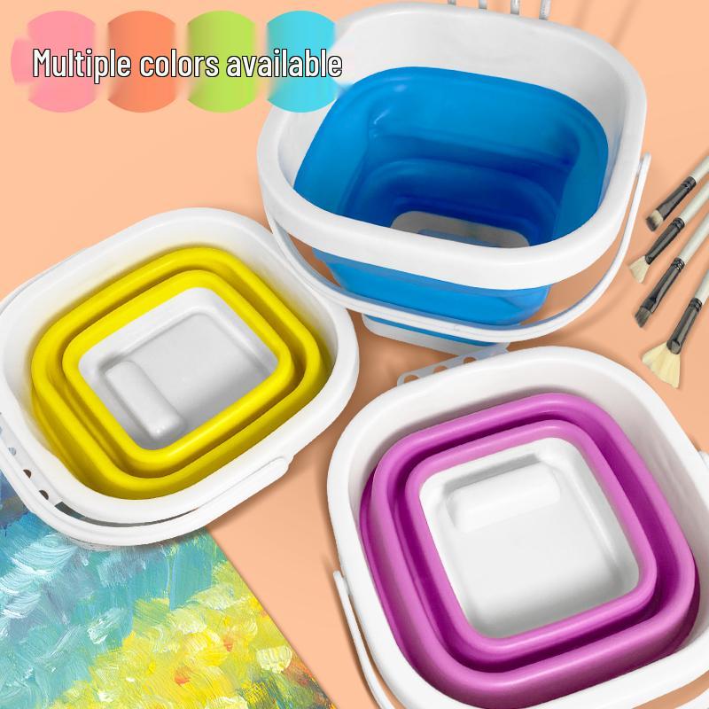 

Foldable Silicone Paint Brush Washer Bucket: Portable, Multi-functional, Large Capacity for Children and Art Students.