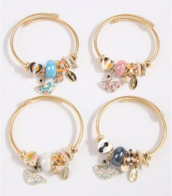 Stylish Metal Swan Pendant Multi-Element Bracelet