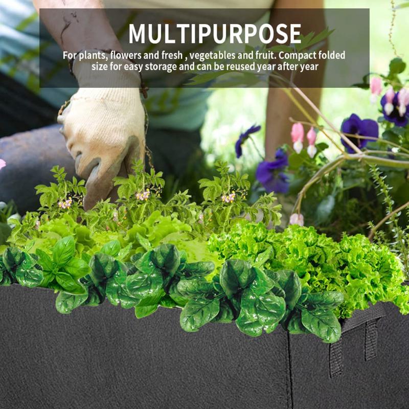 Felt Grow Bag Rectangle Planting Nursery Pot Outdoor Garden Flower Planting Bag with Handle Garden Vegetable Planting Container