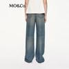 MO&Co. Tencel-Blend Distressed Straight-Leg Jeans