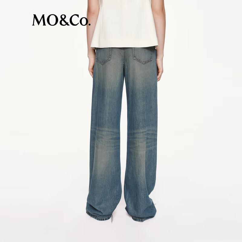 MO&Co. Tencel-Blend Distressed Straight-Leg Jeans