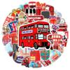 10/50 Pezzi Adesivi Stile Britannico Classico per Laptop Bagagli Adesivo Autobus Rosso Cabina Telefonica Londra Inghilterra Giocattoli Decorativi Rossi Vendita all'Ingrosso