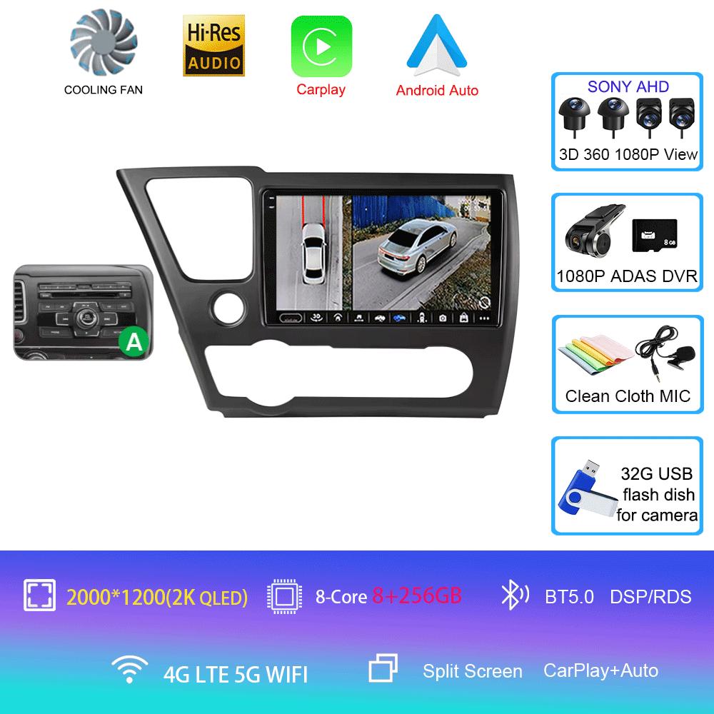 Car Radio Android 14 For Honda Civic 9 9th US Sender Coupe Multimedia Player Video Carplay DSP GPS No 2din DVD Head Unit