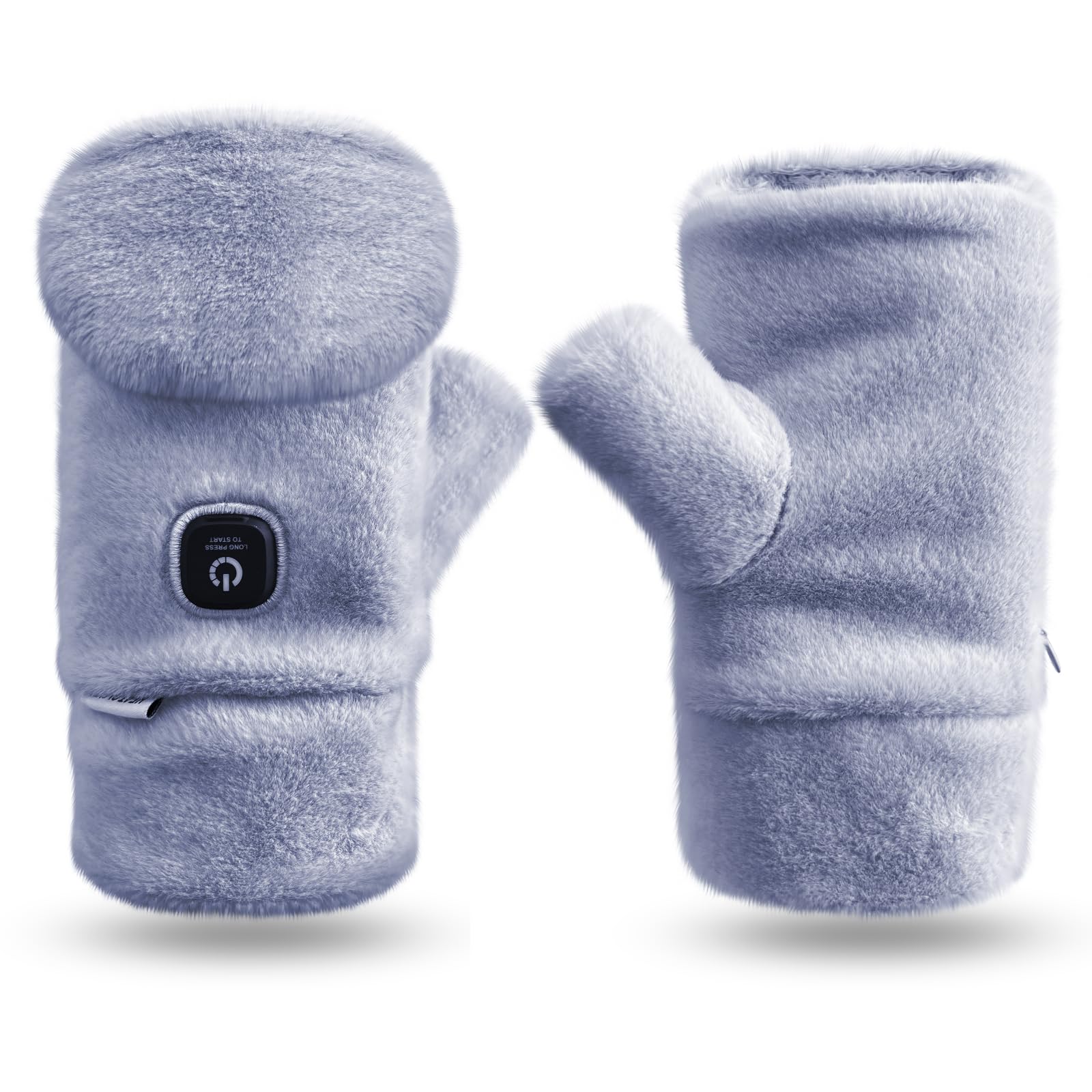 

Fluffy Winter Smartphone Cold USB Perfect for and Hiking [jpunacn] Women s Mittens, 2-Way, Compatible, Fluffy, Protection, Washable, Rechargeable, синий