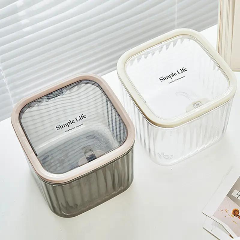 Transparente Mini-Schreibtisch-Aufbewahrungsbox, mit Pop-Up-Deckel, Wasserdichter Multifunktionaler Aufbewahrungsbehälter, Aufbewahrungsbox für Waschmittelspender