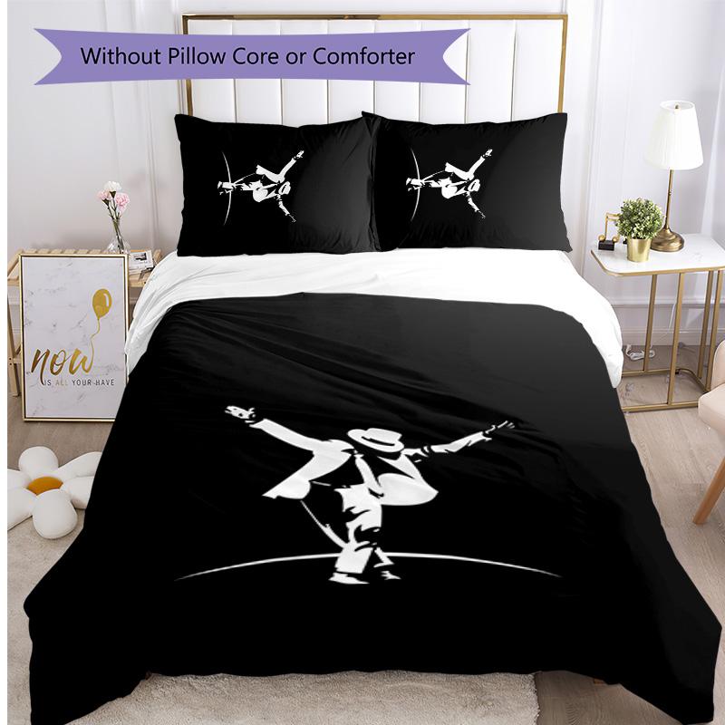 Michael Jackson Printed 3PCS Bedding Set Soft Breathable Duvet Cover Pillowcases Set Washable Bedroom Decor Home Gift