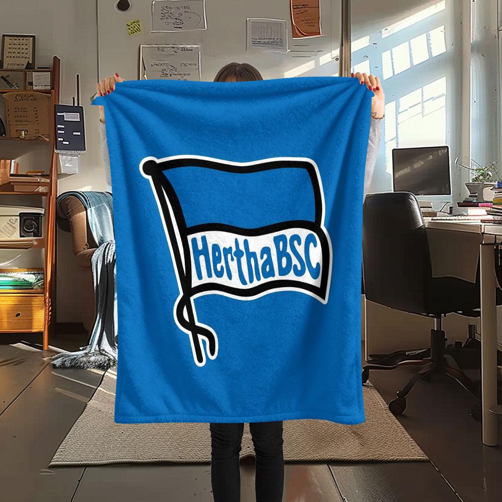 Hertha BSC Berlin Printed Flannel Blanket, Soft Throw for Bedroom Sofa, Washable,soccer Fan Merchandise, Great Gift.