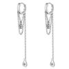 ANENJERY Silver Color Water Drop Zircon Long Tassel Hoop Earrings For Women Simple Handmade Delicate Jewelry Gifts