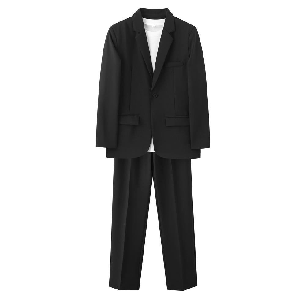 Korean Trendy Black Suit Set for Men: Stylish, Handsome, Slightly Mature Formal Wear 2XL чёрный