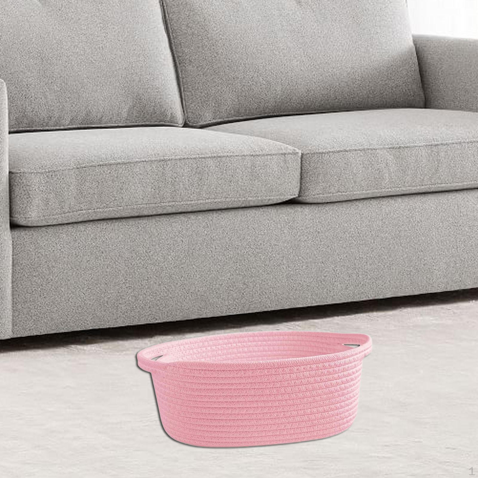 Корзина из хлопчатобумажной веревки для настольного хранения мелочей под полкой с ручками для полотенец розовый 1580₽