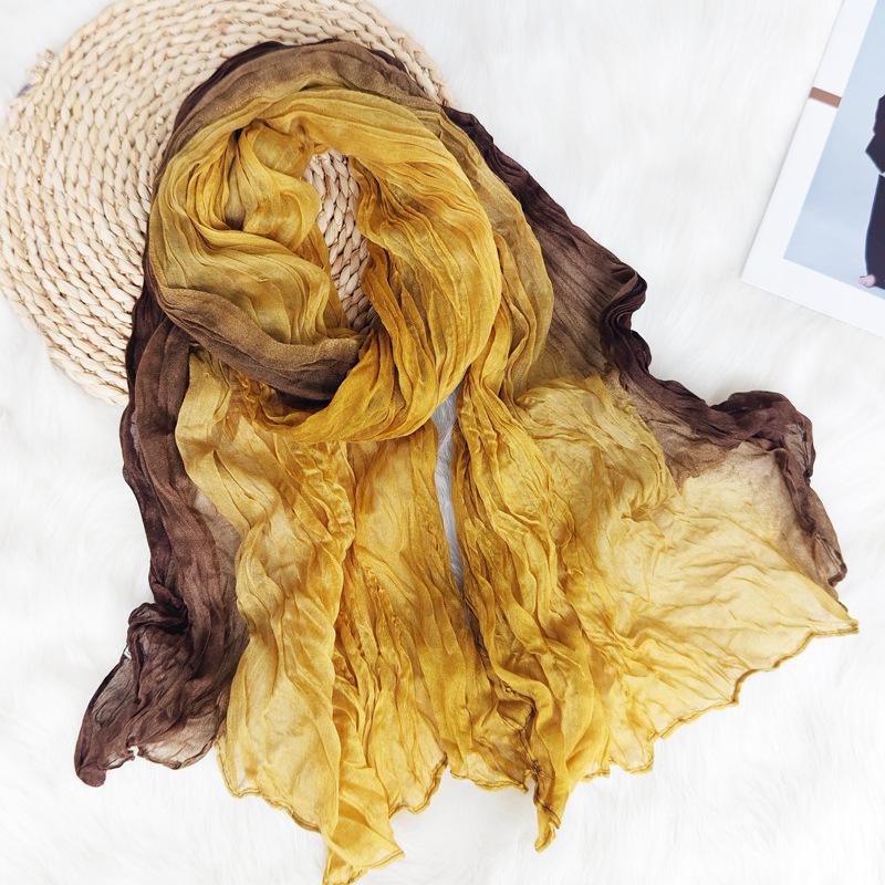 Floral Silk Braided Scarf: Versatile Spring & Autumn Pleated Shawl