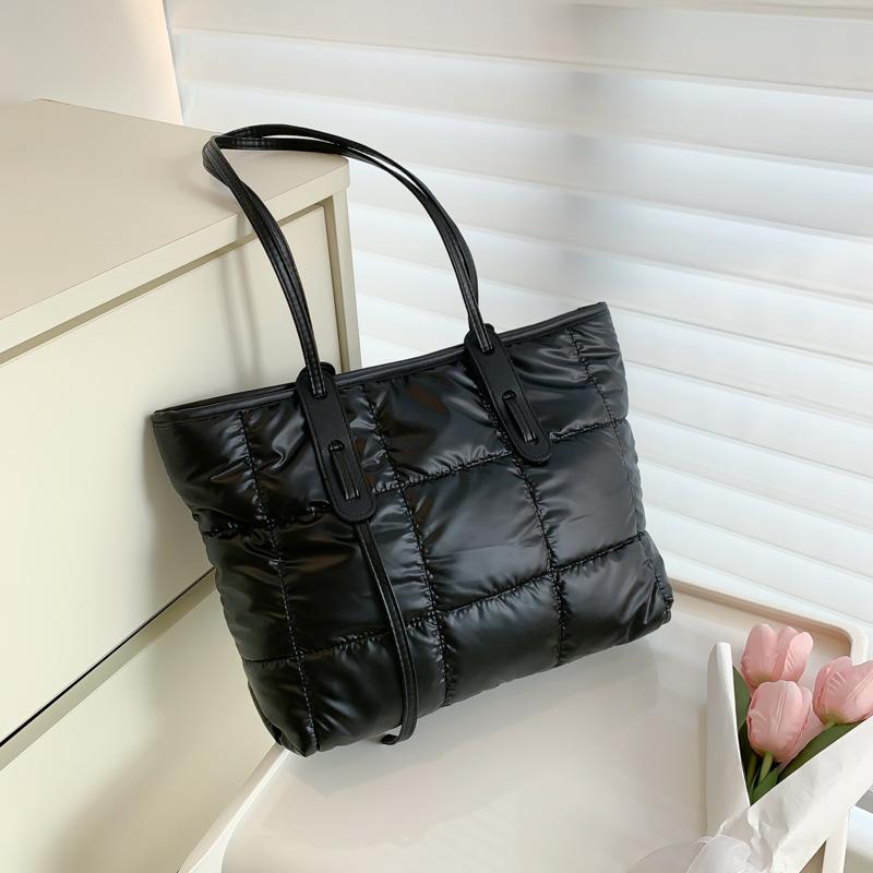 Space Cotton Bag Women's New Autumn and Winter Retro Casual Warm Down Bag Single Shoulder Handbag Large