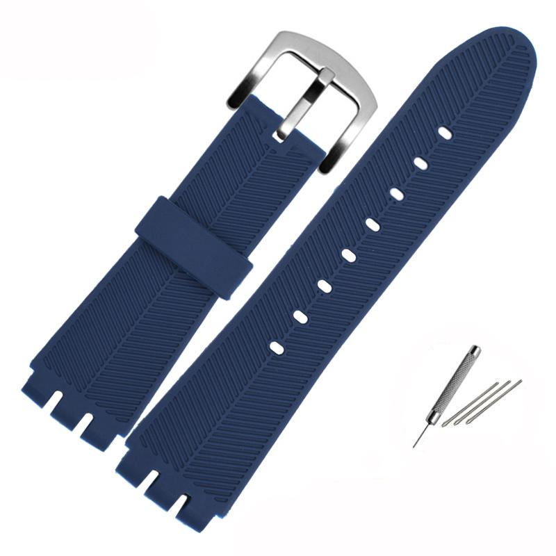 23mm Silicone Rubber Strap for Swatch Watch YOS440 449 401G 447 448 IRONY Sports Waterproof Wristband Tools Bracelet Black Blue