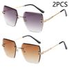 New Frameless Cut Edge Sunglasses Women Trendy Polygonal Gradient Color Sunglasses 9064