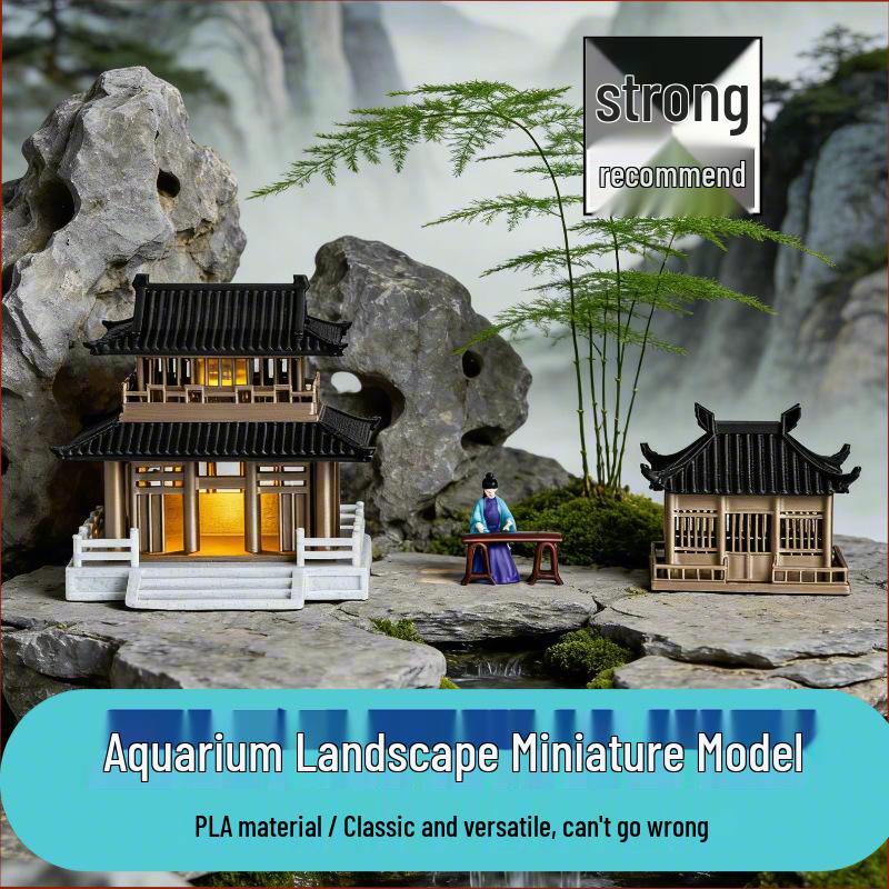 Miniature Chinese Courtyard Rockery Aquarium Ornaments