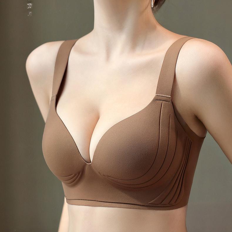 Gathering Bra Women's Adjustable Secondary Lactation Bra Outward-expanding Upper Support Thin Bra Seamless Bra