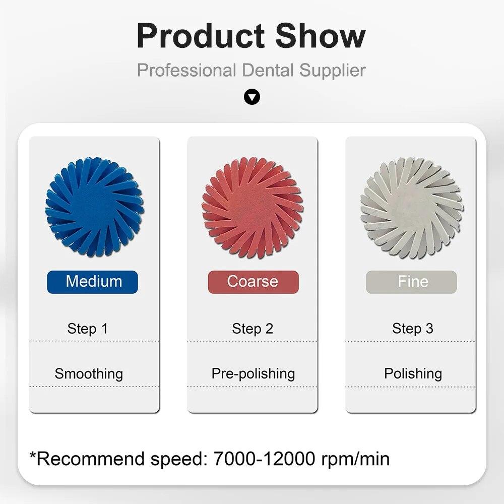 14mm Dental 16pcs Polisher Rubber Wheel Composite Resin Polishing Disc 3 Colors Spiral Flex Brush